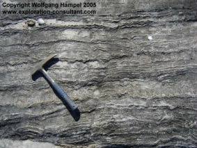 Ambinanibe Bay, west of Fort-Dauphin: quartzo- feldspathic gneiss, so- called leptynite, showing original sedimentary bedding