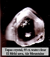 Topaz crystal, 55 ct, El M�ki, Air Mountains